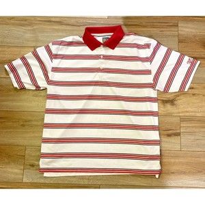 Reebok Golf Hydro Move Mens Polo Golf Shirt Red Black White  Stripes - XXL